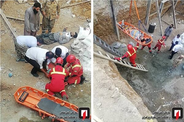 نجات دو کارگر از زیر آوار در محل گودبرداری