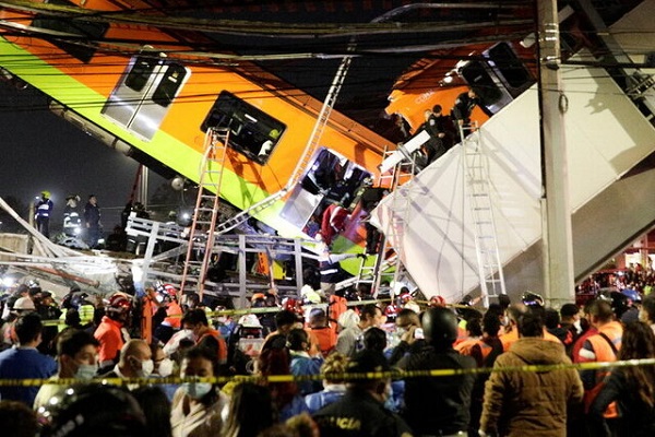 ۱۳ کشته و ده‌ها مصدوم در حادثه ریزش پلِ قطارِ مترو در مکزیک