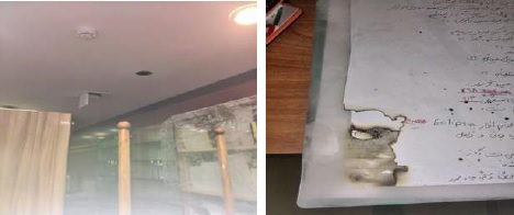 فعال شدن سیستم اطفاء حریق کتابخانه