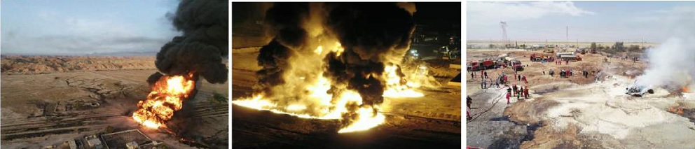 آتش سوزی خط لوله 63 اینچ نفت