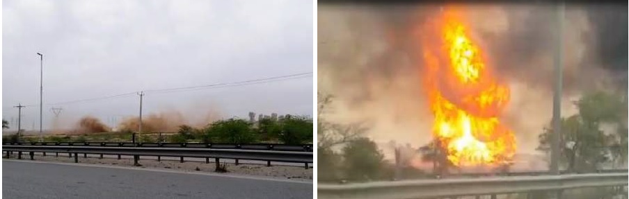 انفجار و آتش سوزی خط 20 اینچ گاز