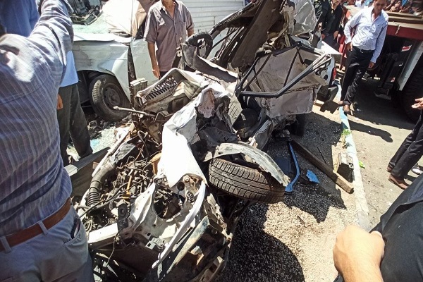 تصاویری از لحظه تصادف اتوبوس با چند خودرو در تبریز