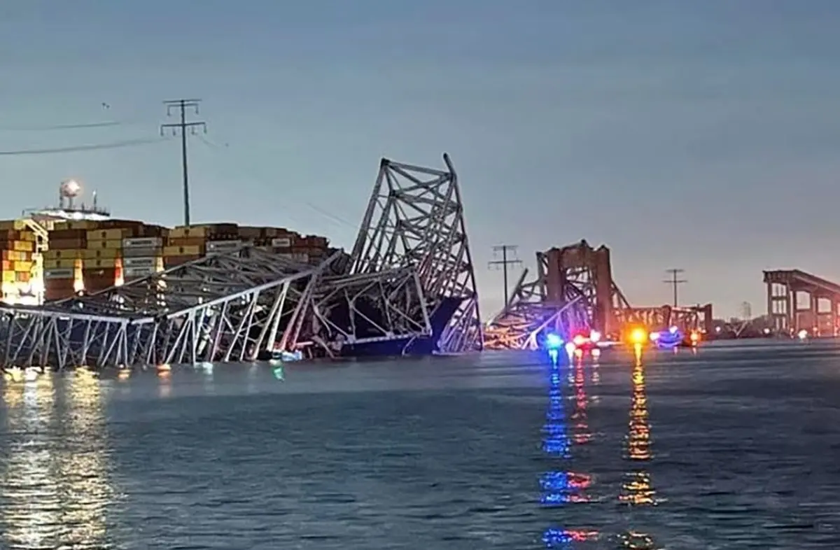 🎥 ویدئو/مرگ احتمالی ۶ نفر در حادثه فرو ریختن پل در بالتیمور
