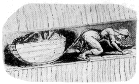 کارگر جوانی که گاری حاوی زغال سنگ را در معدن حمل می‌کند. در سالهای ۱۸۴۴–۱۸۴۲ قوانینی برای بهبود شرایط کار در بریتانیا به تصویب رسید.