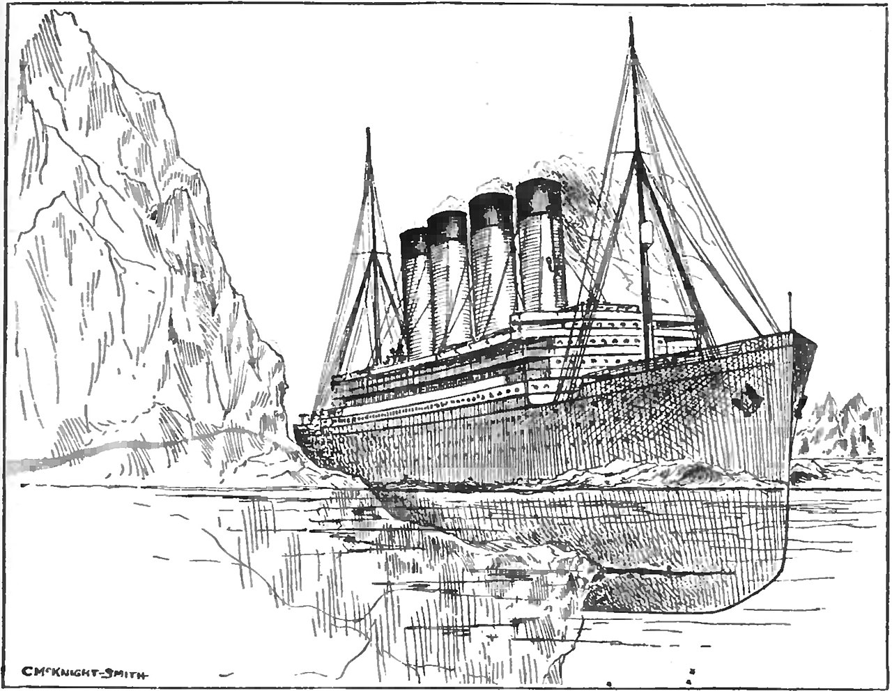 Drawing of the iceberg collision - نقاشی از برخورد تایتانیک با کوه یخ