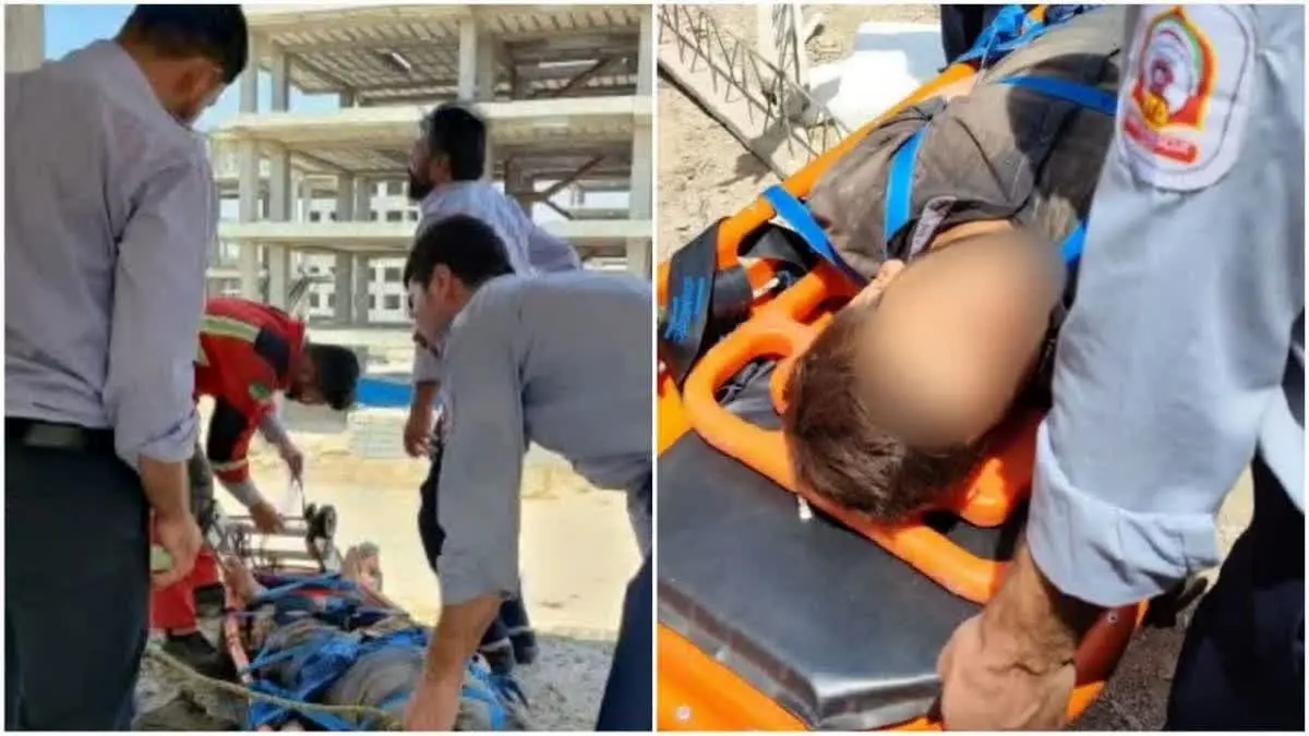 مصدومیت یک کارگر ساختمانی بر اثر سقوط از ارتفاع در قم