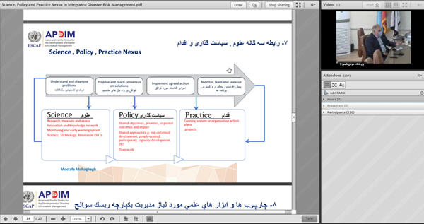 نشست «مدیریت یکپارچه ریسک سوانح» - رابطه سه گانه علوم، سیاست گذاری و اقدام