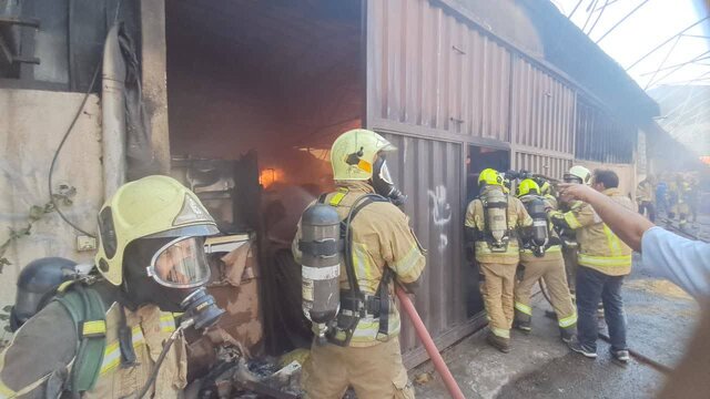 مرگ دو کارگر در پی حریق انبار چوب و کارتن در جاده ساوه